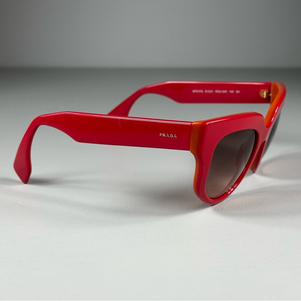 Prada SPR 07Q Oversized Cat Eye Red / Orange Sunglasses - Picture 3 of 8